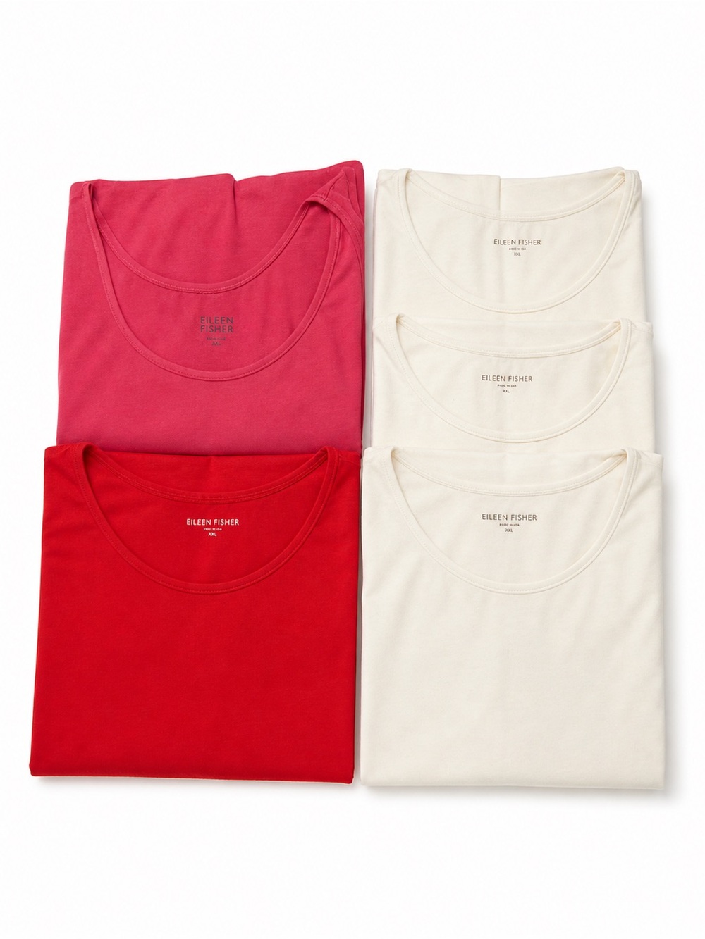 Bulk of 5 of Eileen Fisher Sz XL Tank in Pink, Red, and White 90 % Cotton USA